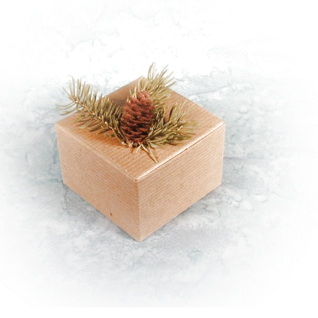 pine cone and ribbon decorated box